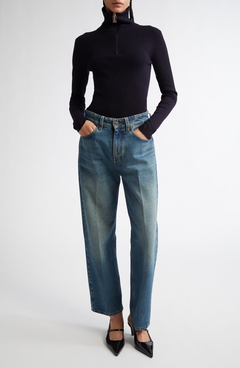 Victoria Beckham Merino Wool Blend Half Zip Sweater, Alternate, color, 