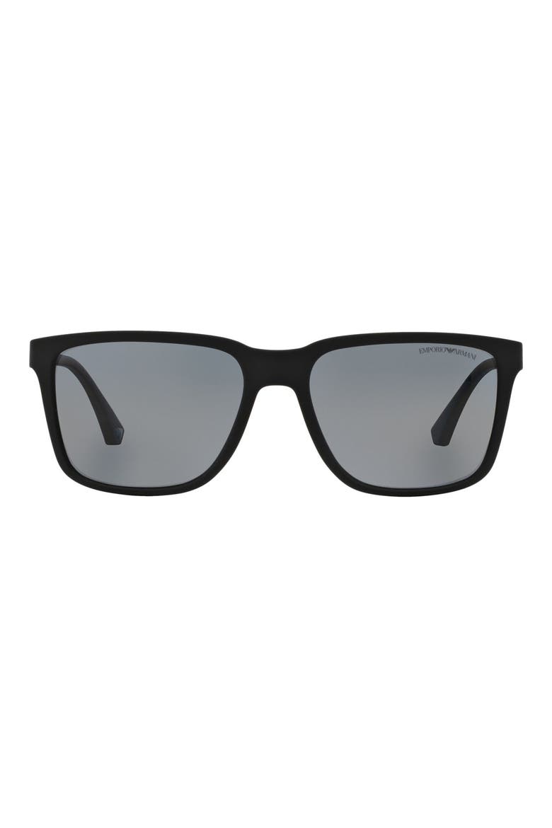 56mm Polarized Square Sunglasses, Main, color, BLACK