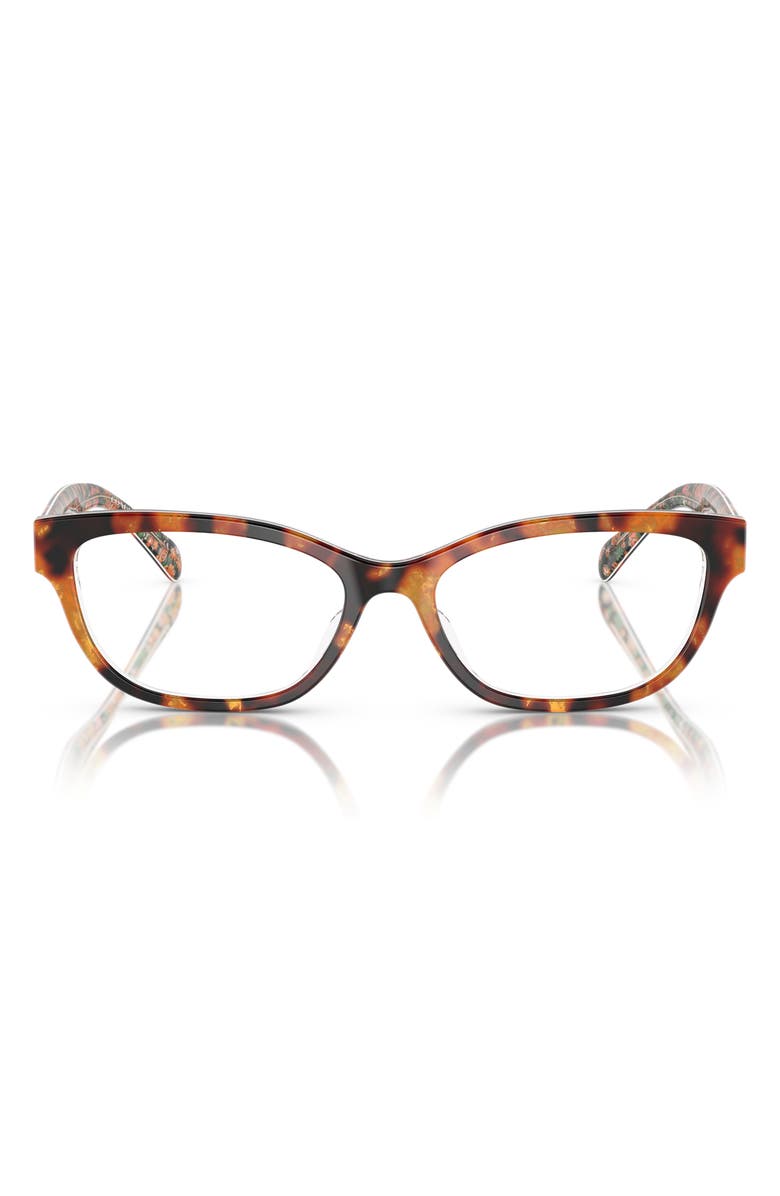 COACH 51mm Pillow Optical Glasses, Main, color, Amber / Orange / Demo Lens