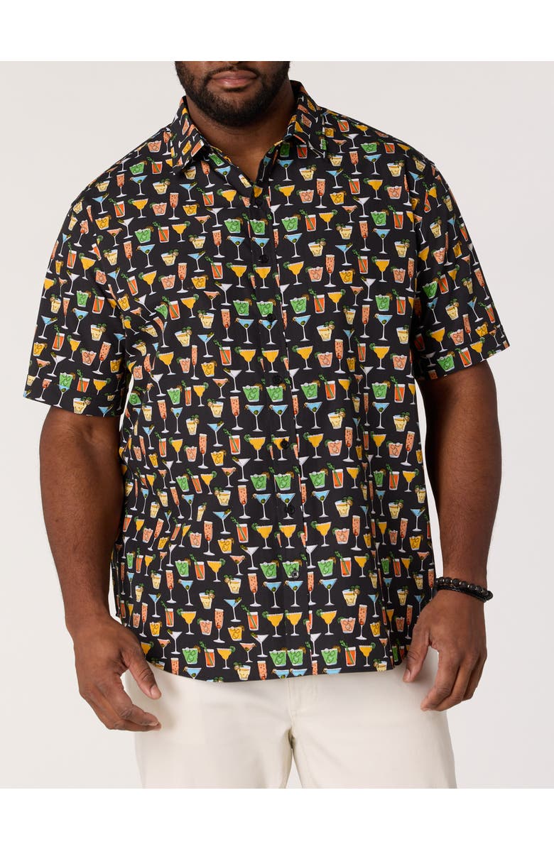 Synrgy by DXL Big & Tall Multi Drink Patterned Sport Shirt, Alternate, color, Black