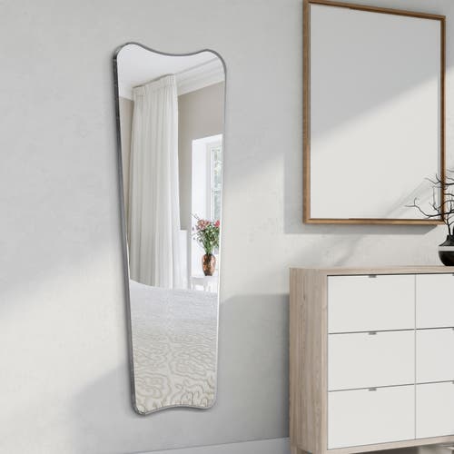 Jonathan Y Alfie Rectangular Metal Framed Wall Mounted Full-length Mirror In Nickel