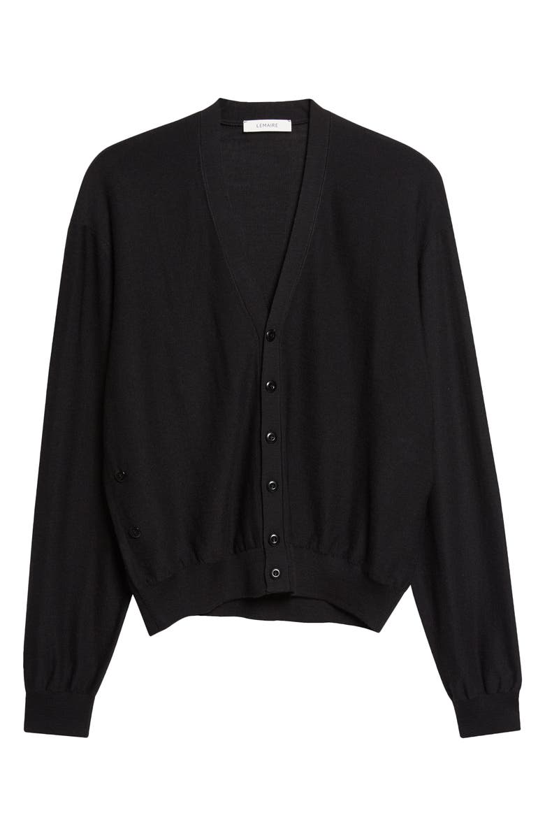 Lemaire Twisted Merino Wool Blend Cardigan, Main, color, Black