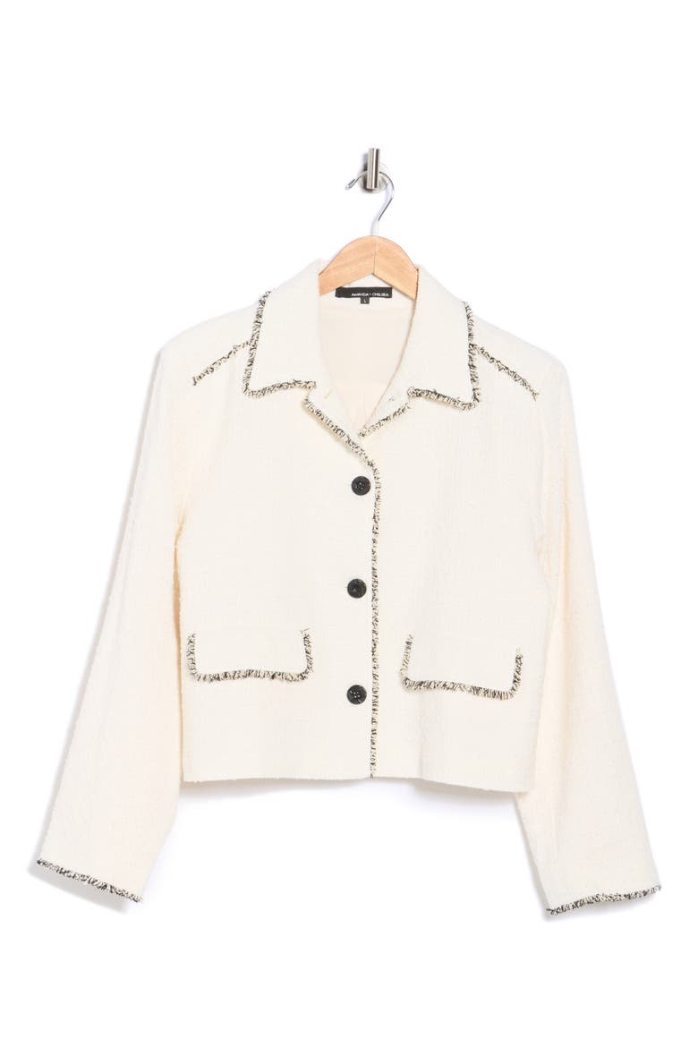 Frayed Cotton Blend Shirt Jacket, Main, color, NATURAL