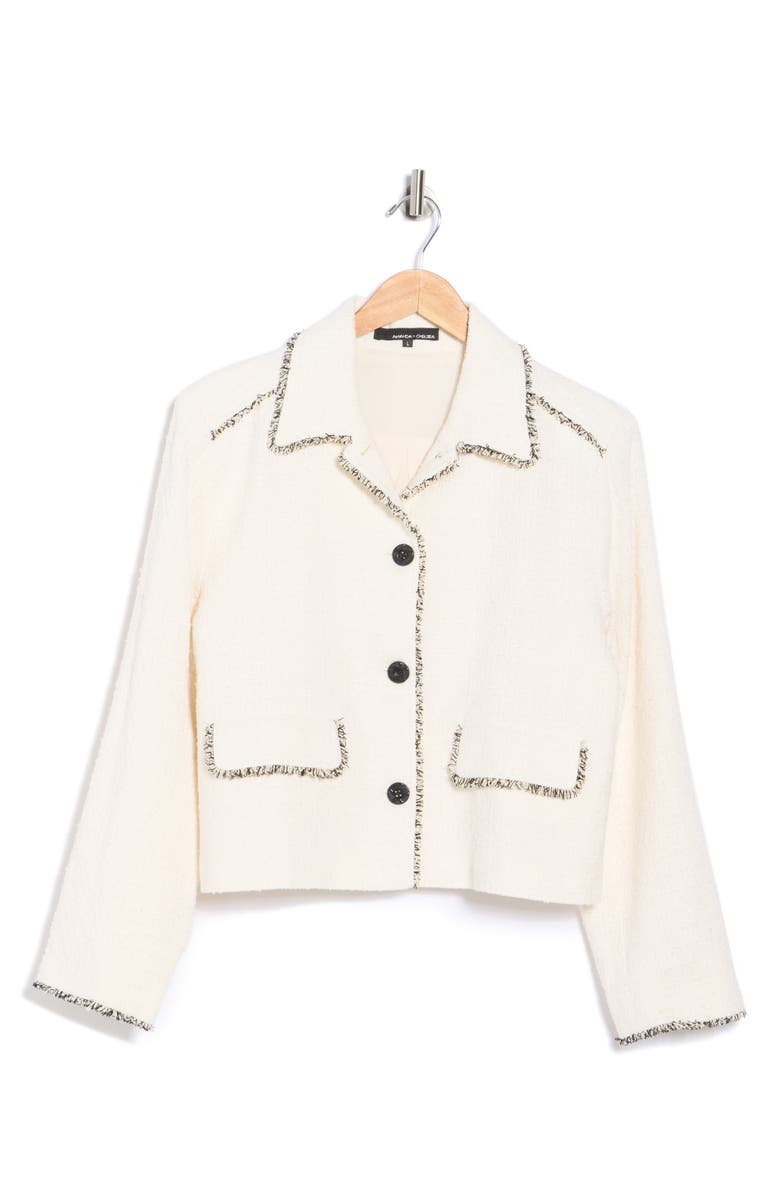 Amanda & Chelsea Frayed Cotton Blend Shirt Jacket, Main, color, Natural