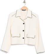 Amanda & Chelsea Frayed Cotton Blend Shirt Jacket