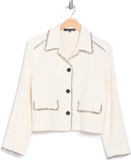Amanda & Chelsea Frayed Cotton Blend Shirt Jacket