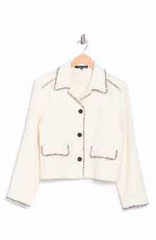 Amanda & Chelsea Frayed Cotton Blend Shirt Jacket