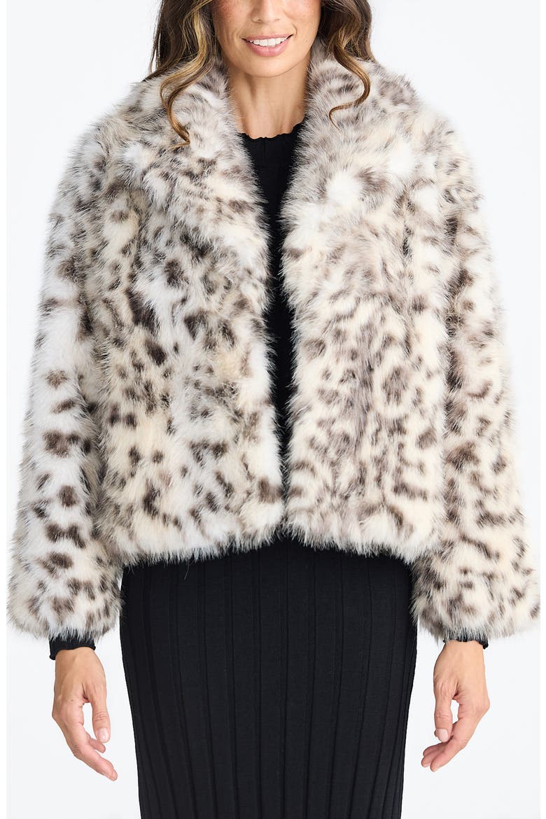 Bertoli Faux Fur Jacket, Main, color, GREY LEOPARD