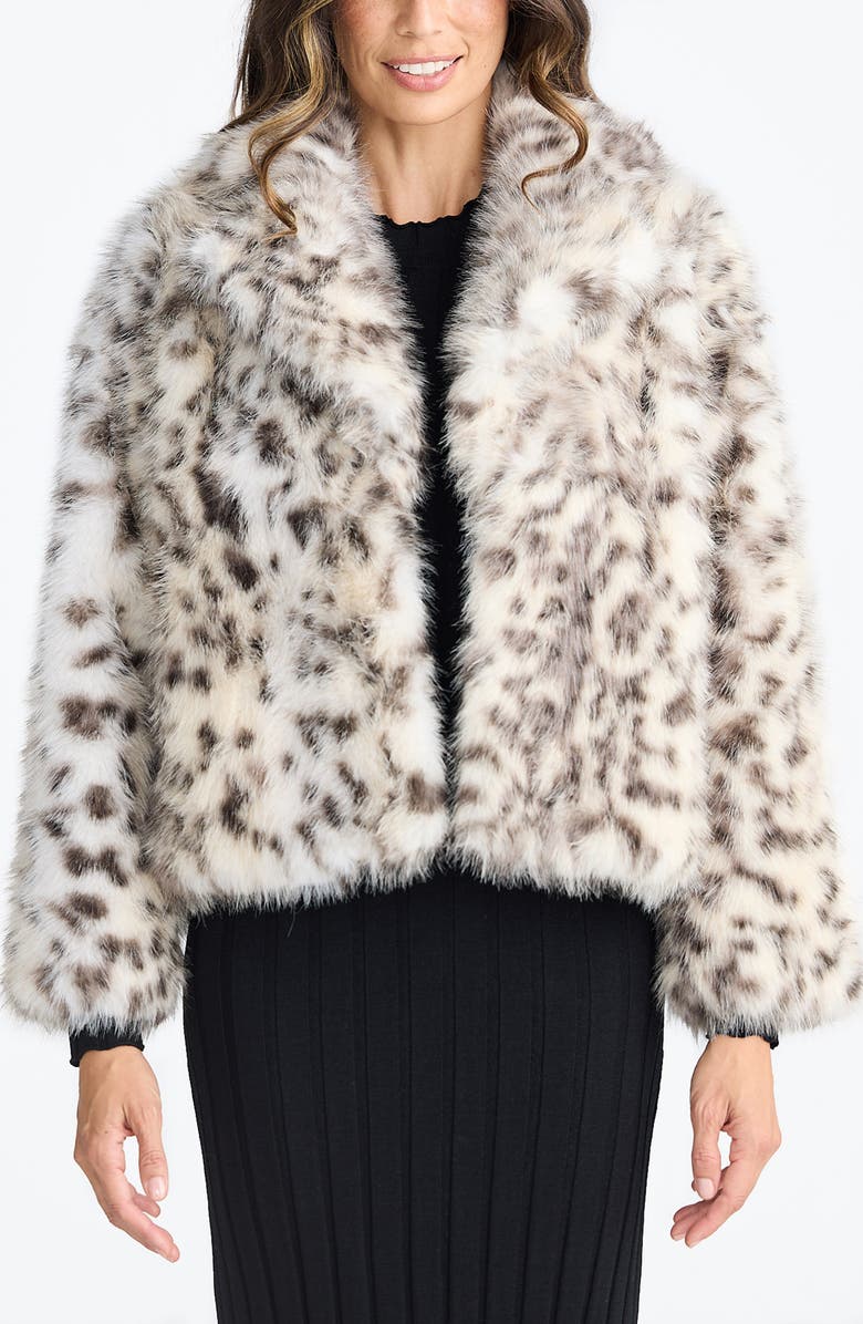 Brave+True Bertoli Faux Fur Jacket, Main, color, Grey Leopard