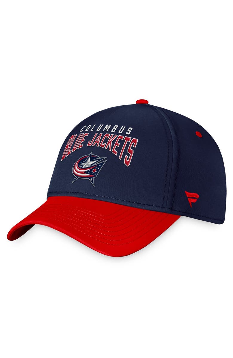 FANATICS Men's Fanatics Branded Navy/Red Columbus Blue Jackets Fundamental 2-Tone Flex Hat, Main, color, Navy
