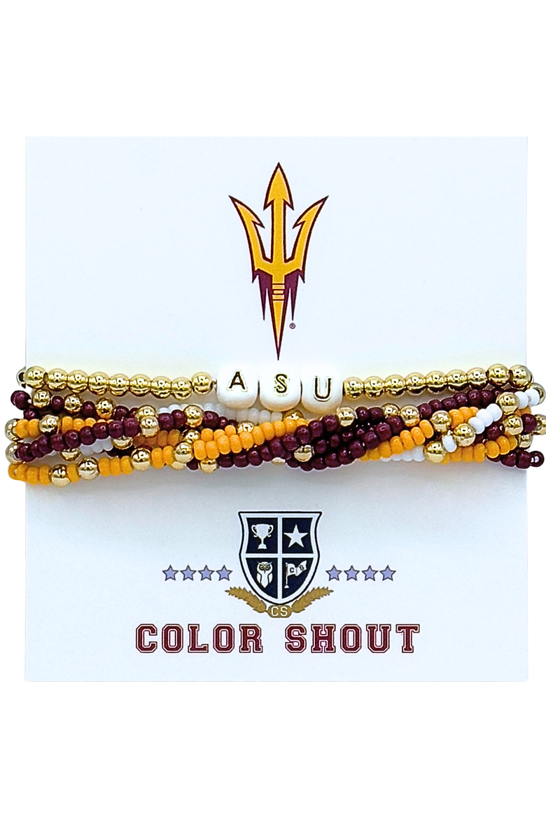 Arizona State Lucky 7 Bracelet Set, Main, color, Yellow Gold