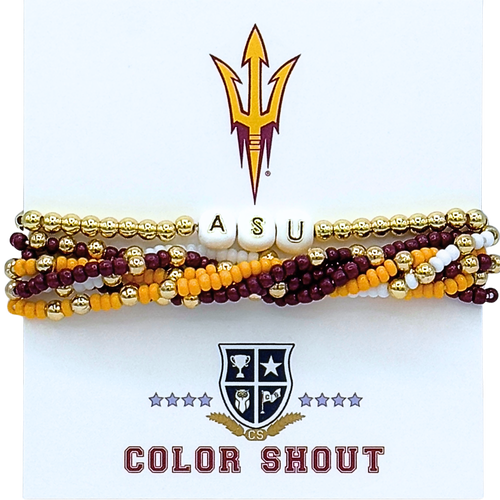Color Shout Arizona State Lucky 7 Bracelet Set In Multi