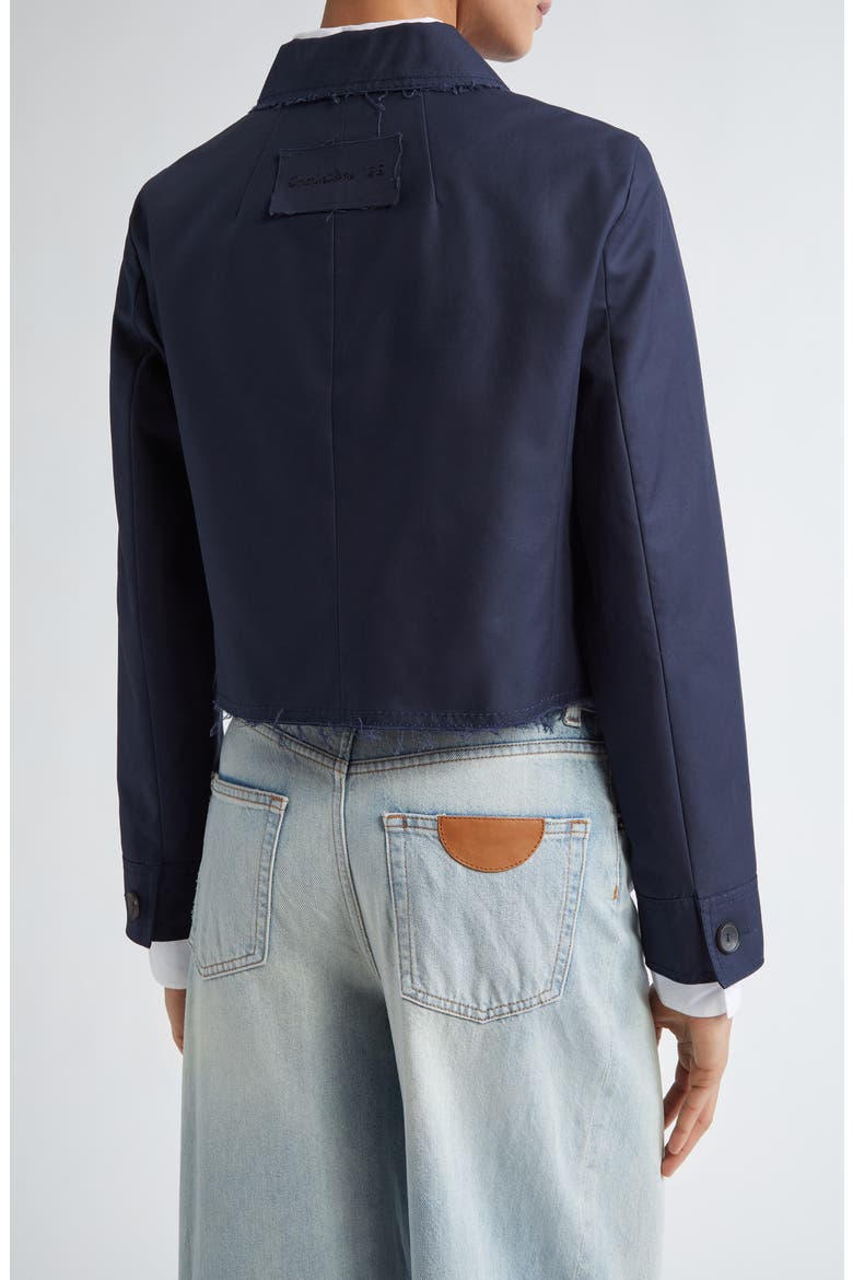 Raw Edge Cotton Crop Jacket, Alternate, color, MARINE