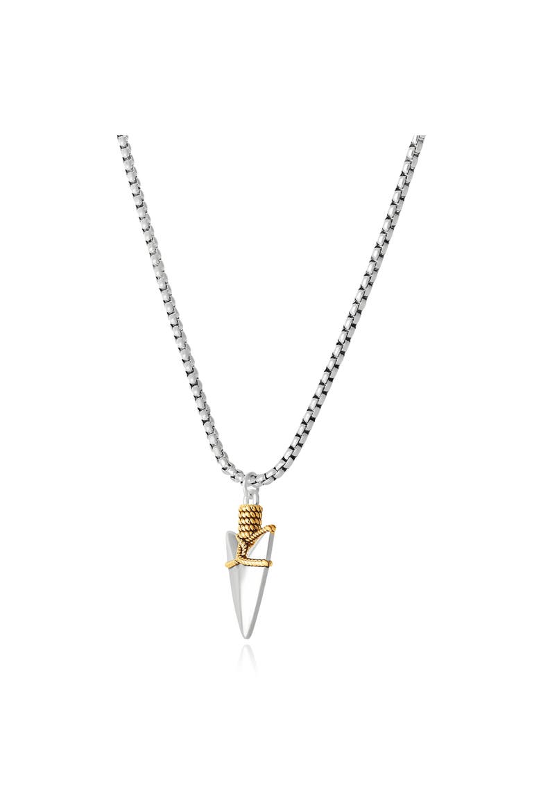 Brass Two Tone Arrowhead Necklace, Main, color, silver, gold