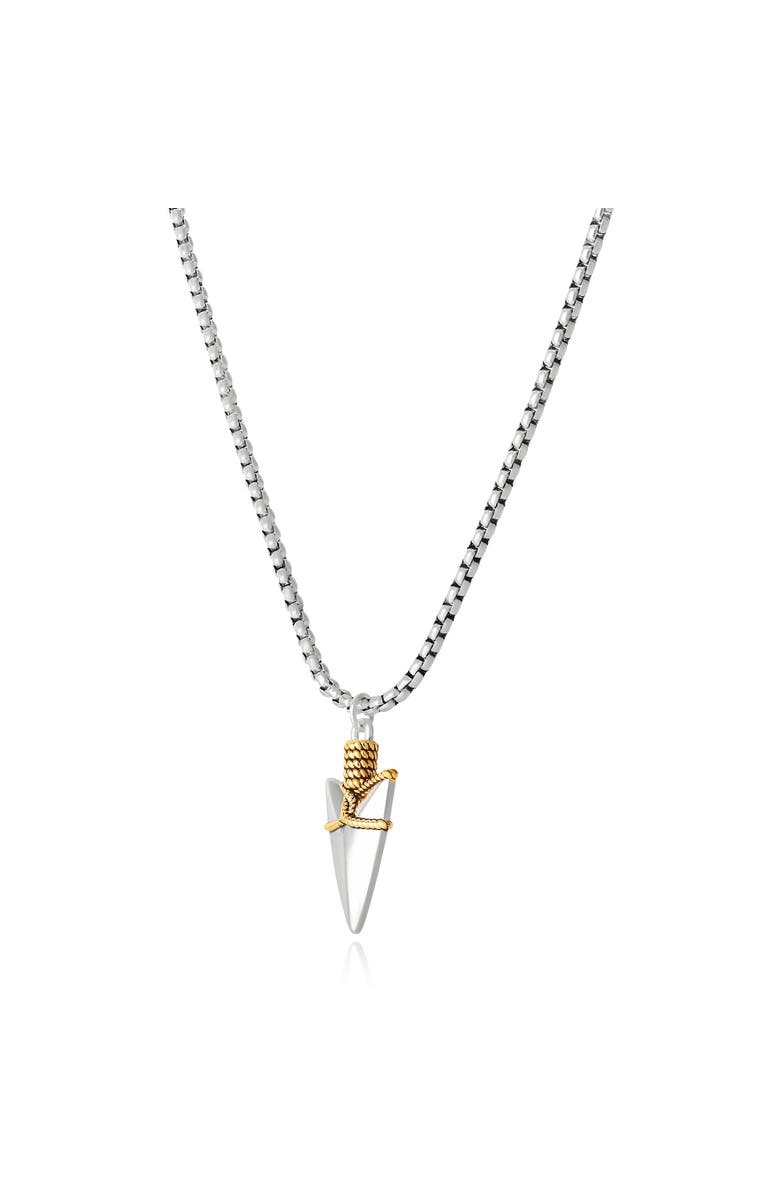 Lucky Brand Brass Two Tone Arrowhead Necklace, Main, color, Silver, Gold