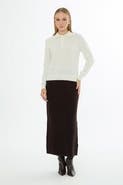 Gizia Shirt Collar Button-Front Wool Cashmere Knit Top