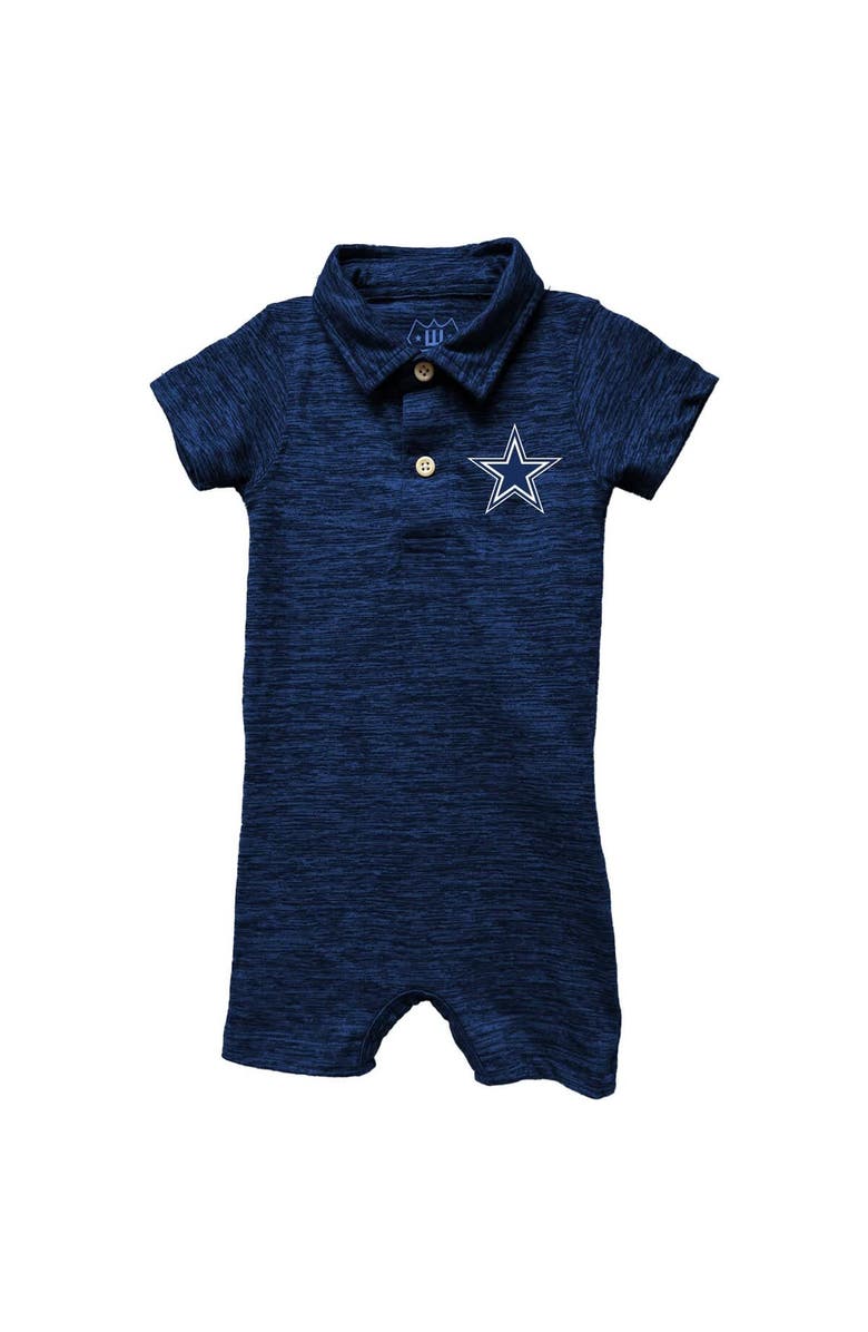 Wes & Willy Infant Wes & Willy Navy Dallas Cowboys Short Leg Cloudy Yarn Polo Bodysuit, Main, color,