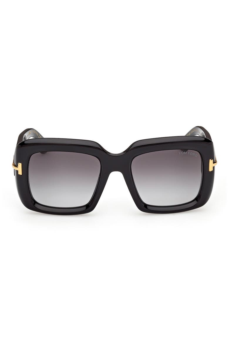 Icon 53mm Gradient Square Sunglasses, Main, color, SHINY BLACK/ BAGUETTE