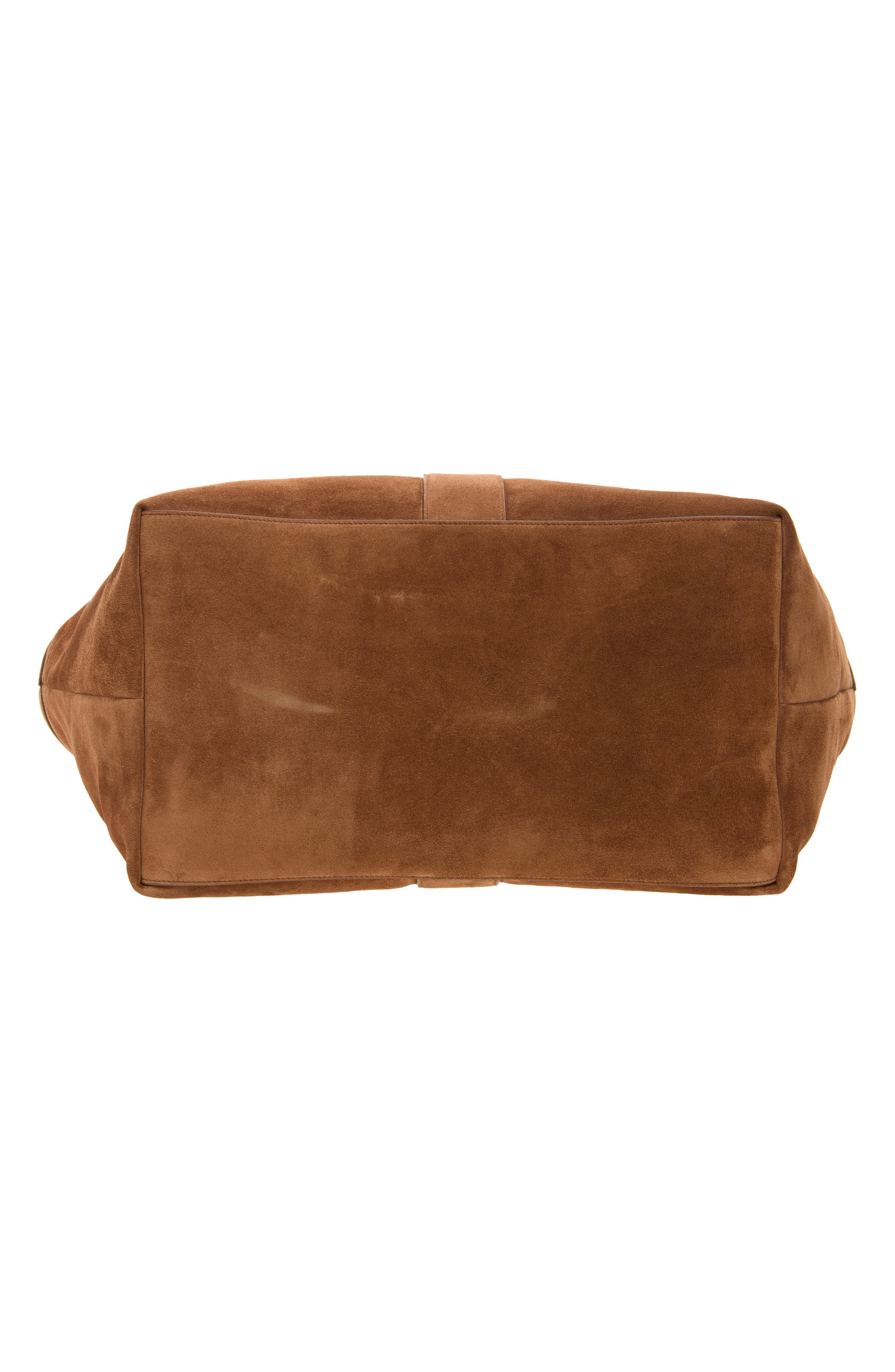 Y Suede Tote, Alternate, color, DARK CARAMEL COGNAC