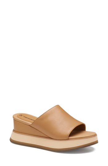 Johnston & Murphy Colleen Platform Wedge Slide Sandal In Brown