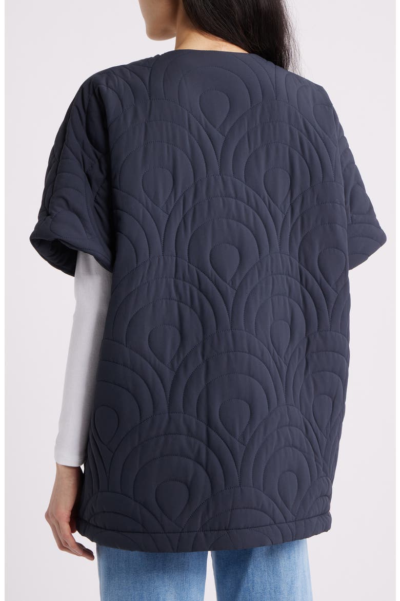 Blossom Short Sleeve Quilted Cape, Alternate, color, DARK INDIGO