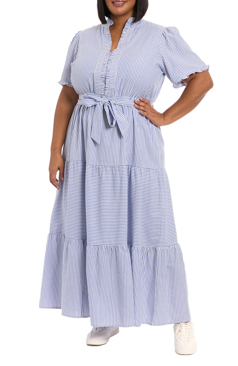 London Times Ruffle Tie Waist Maxi Dress, Main, color, 