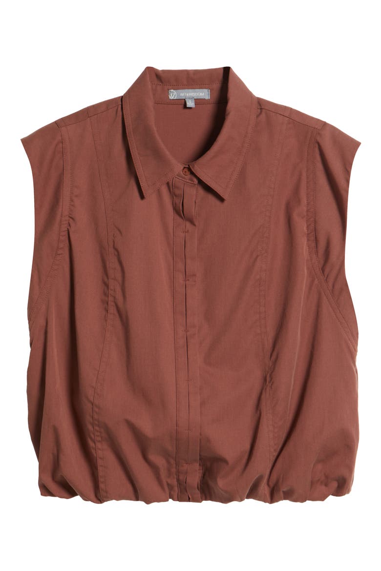 Cap Sleeve Button-Up Shirt, Alternate, color, CHERRYWOOD