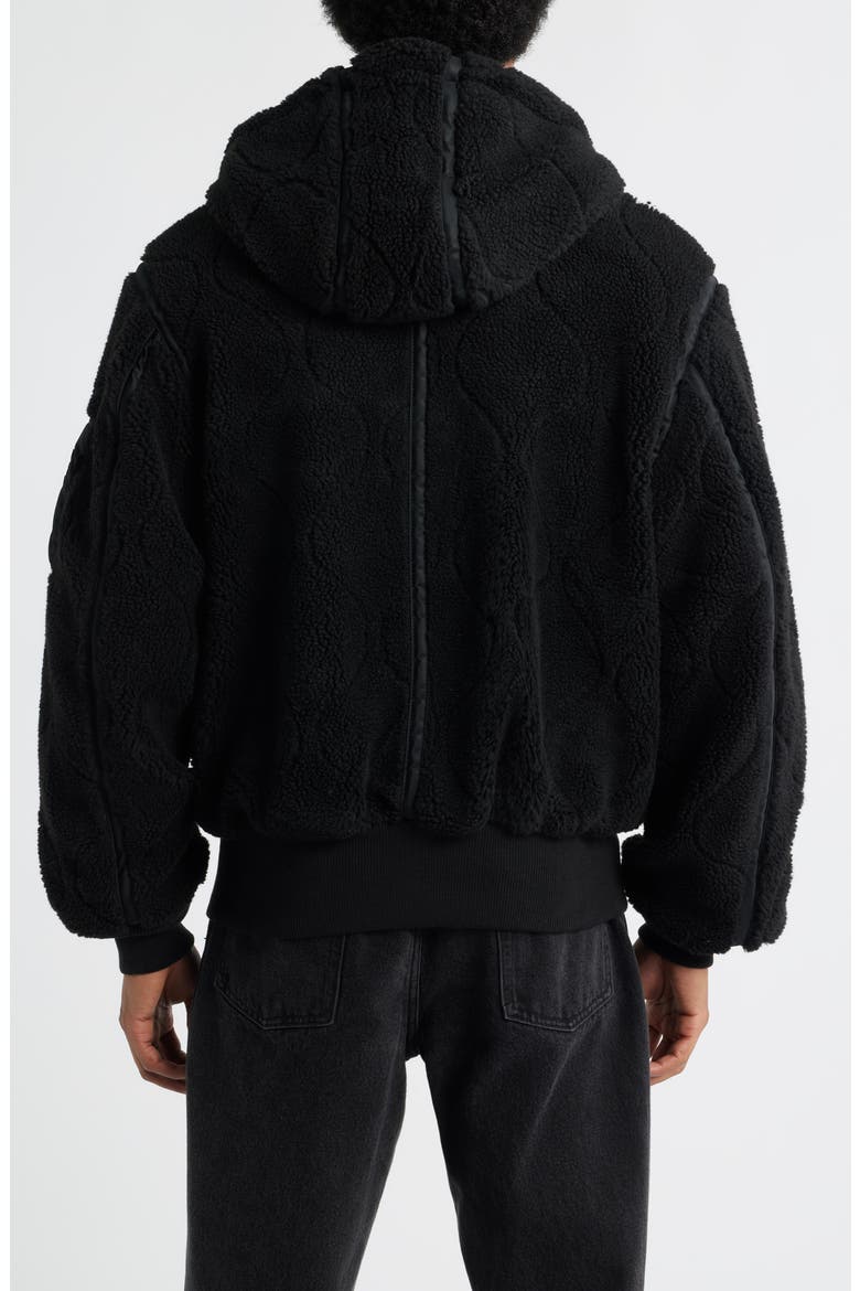Quilted Fleece Hooded Flight Jacket, Alternate, color, BLACK