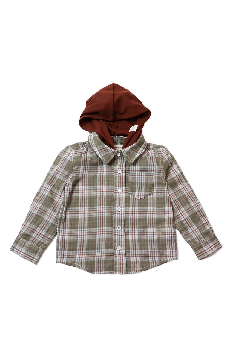 THOUGHTFULLY HOODED Kids' Plaid Button-Up Shirt & Hoods Set, Alternate, color,