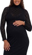 MOTHERHOOD MATERNITY Long Sleeve Bodycon Mesh Maternity Top