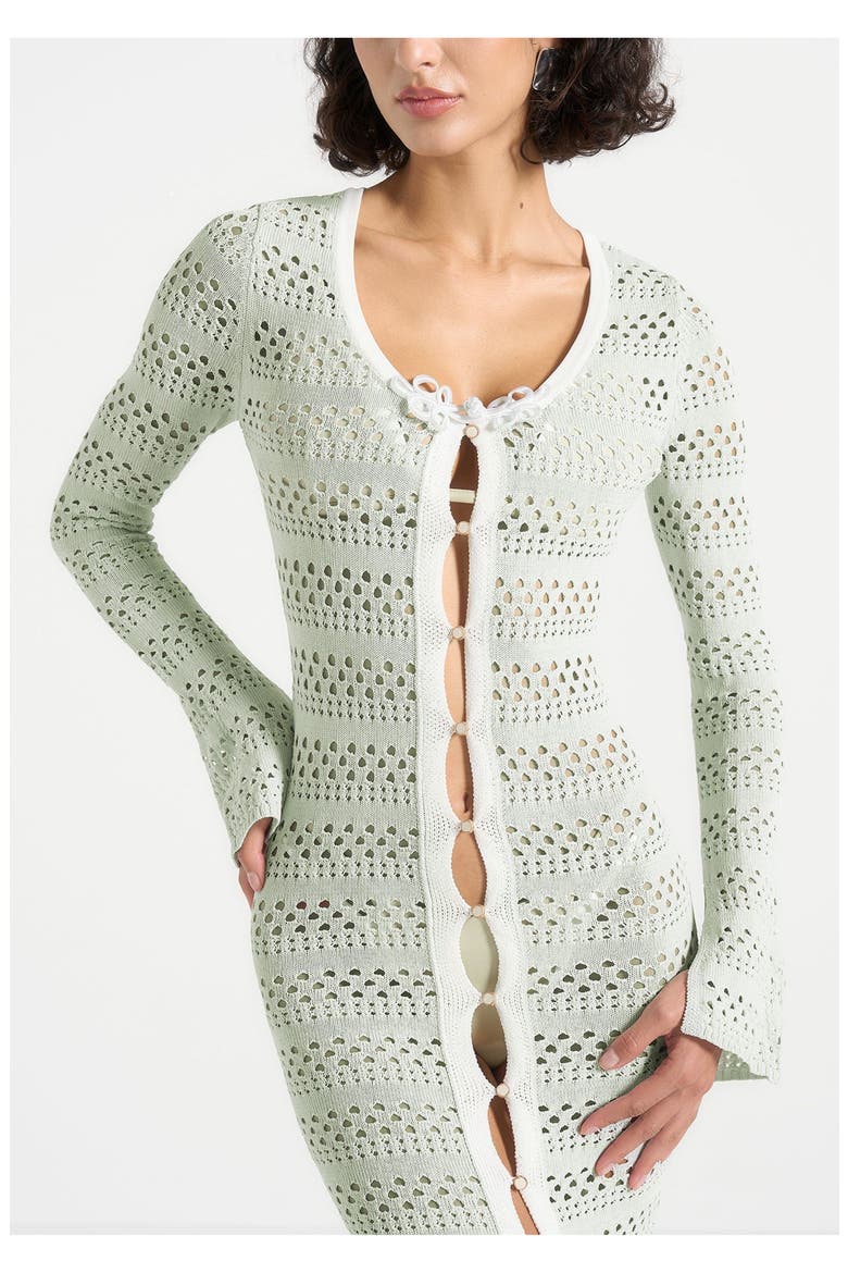 Aria Pointelle Knit Cover Up, Alternate, color, Sage