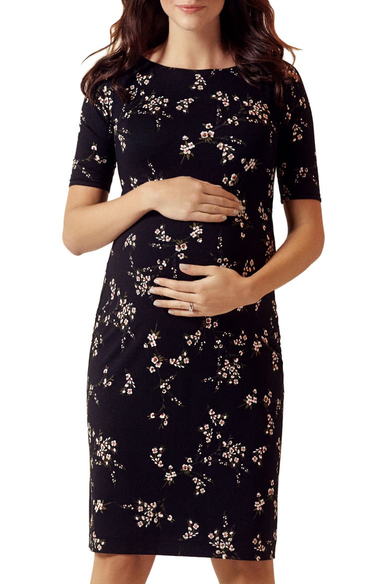 Tiffany Rose Anna Maternity Shift Dress, Main, color, NIGHT BLOSSOM