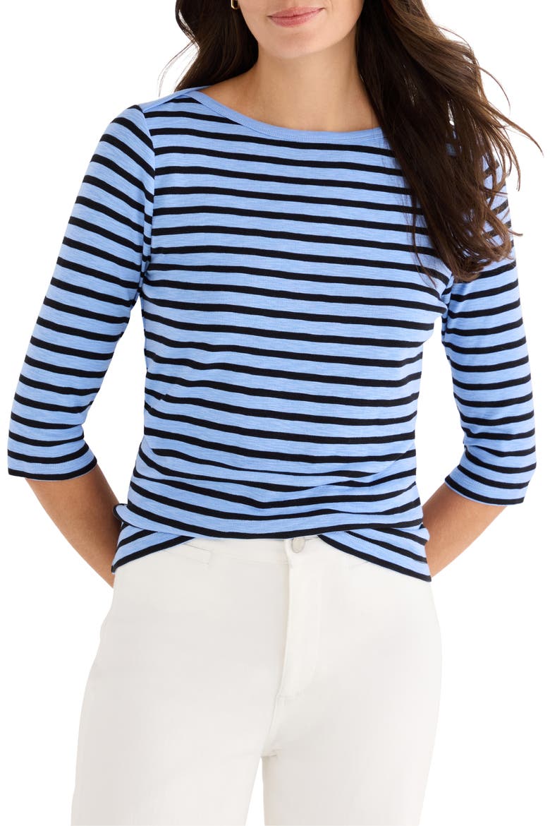 Stripe Boat Neck T-Shirt, Main, color, BLUE MULTI