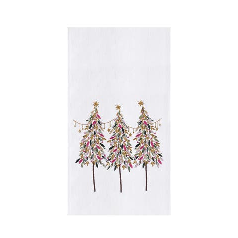 Woodland Festive Pine Tales Embellished Holiday Towel