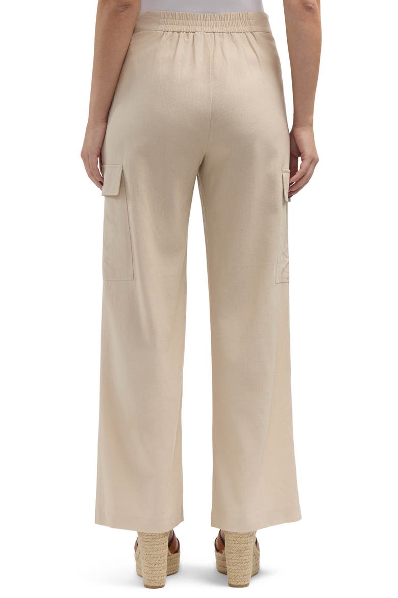 Wide Leg Linen Blend Cargo Pants, Alternate, color, LINEN