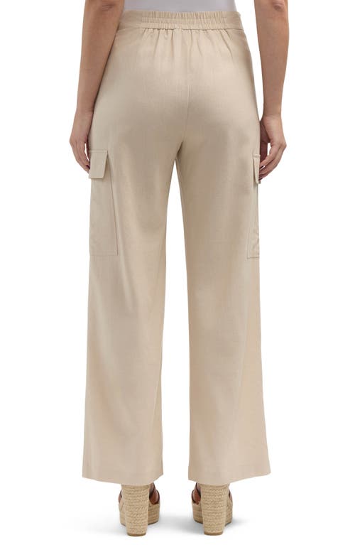 Ellen Tracy Wide Leg Linen Blend Cargo Pants In Linen