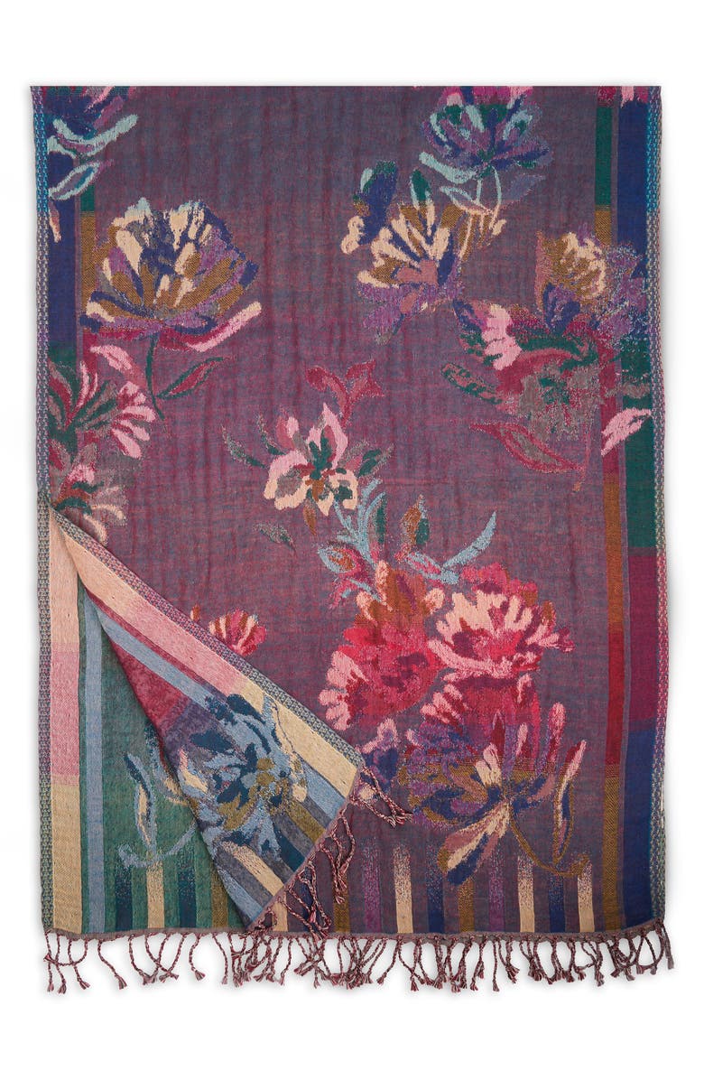 SAACHI Floral Fringe Scarf, Alternate, color, Floral Multi