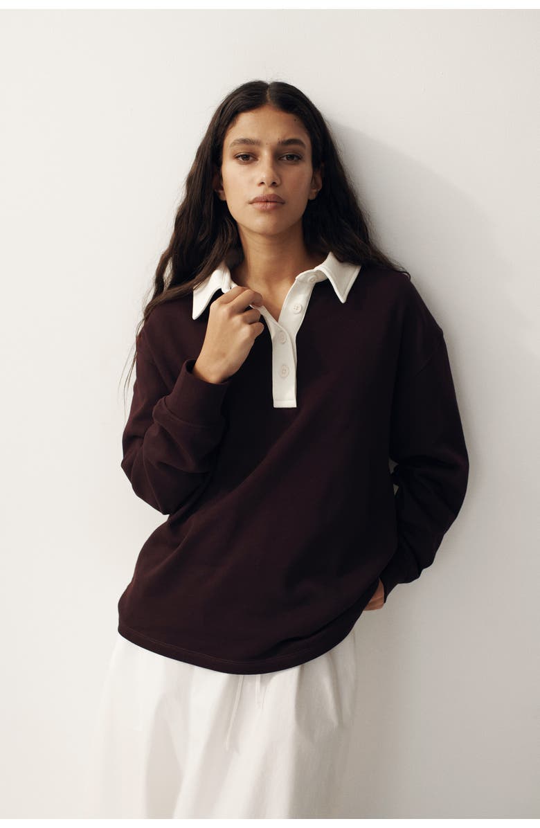 H&M Oversized Rugby Shirt, Alternate, color, Plum Purple