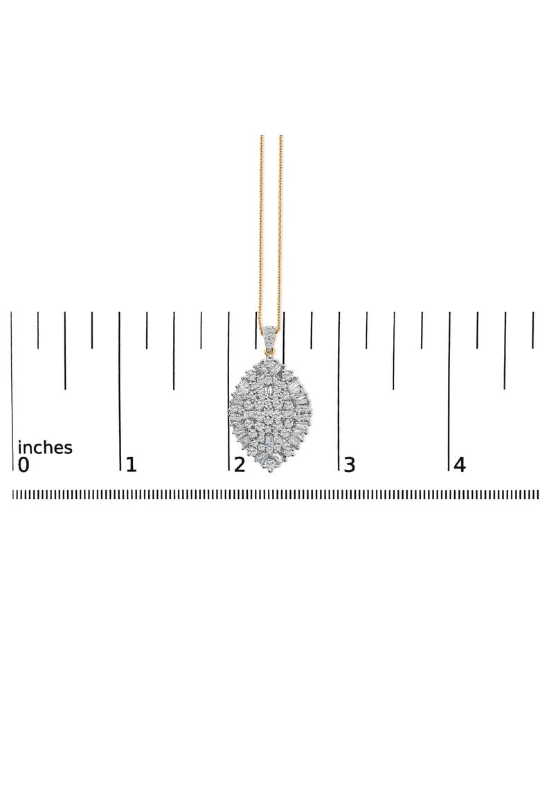 14K White and Yellow Gold 2.00 Cttw Diamond Cluster Pear Shaped Pendant Necklace, Alternate, color, Yellow