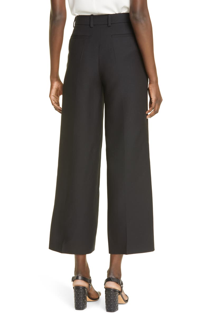 Valentino High Waist Straight Leg Crop Virgin Wool & Silk Pants, Alternate, color,
