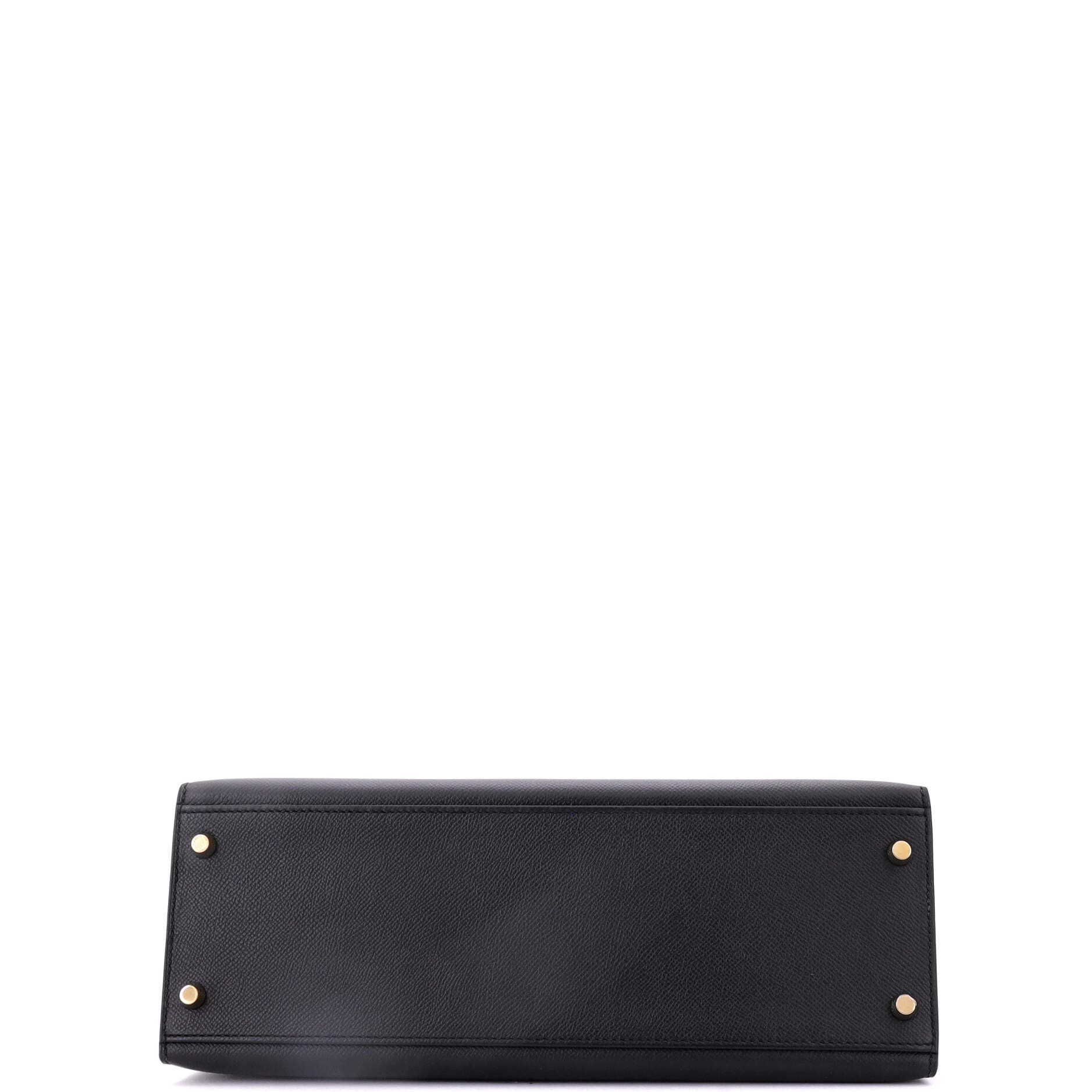 Pre-Owned Hermes Kelly Handbag Black Epsom with Gold Hardware 32, Alternate, color, 