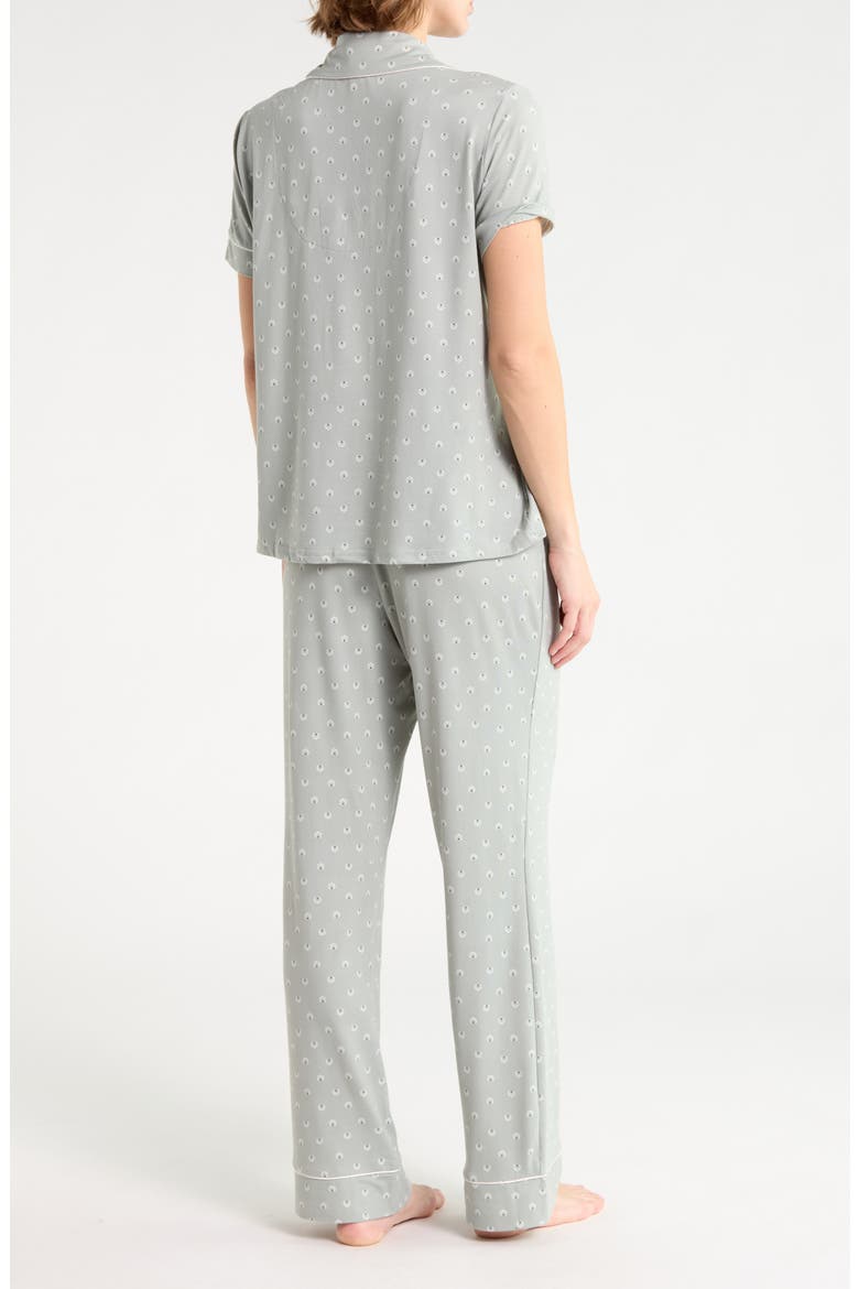 Peached Jersey Long Pajamas, Alternate, color, GREEN GEO