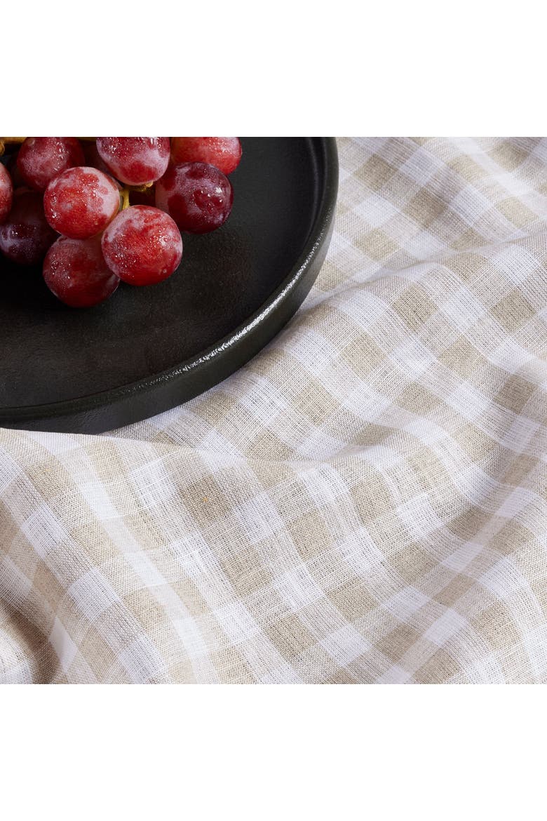 Linen Dinner Napkins Set of 4, 20 x 20" - Gingham Check, Alternate, color, Natural