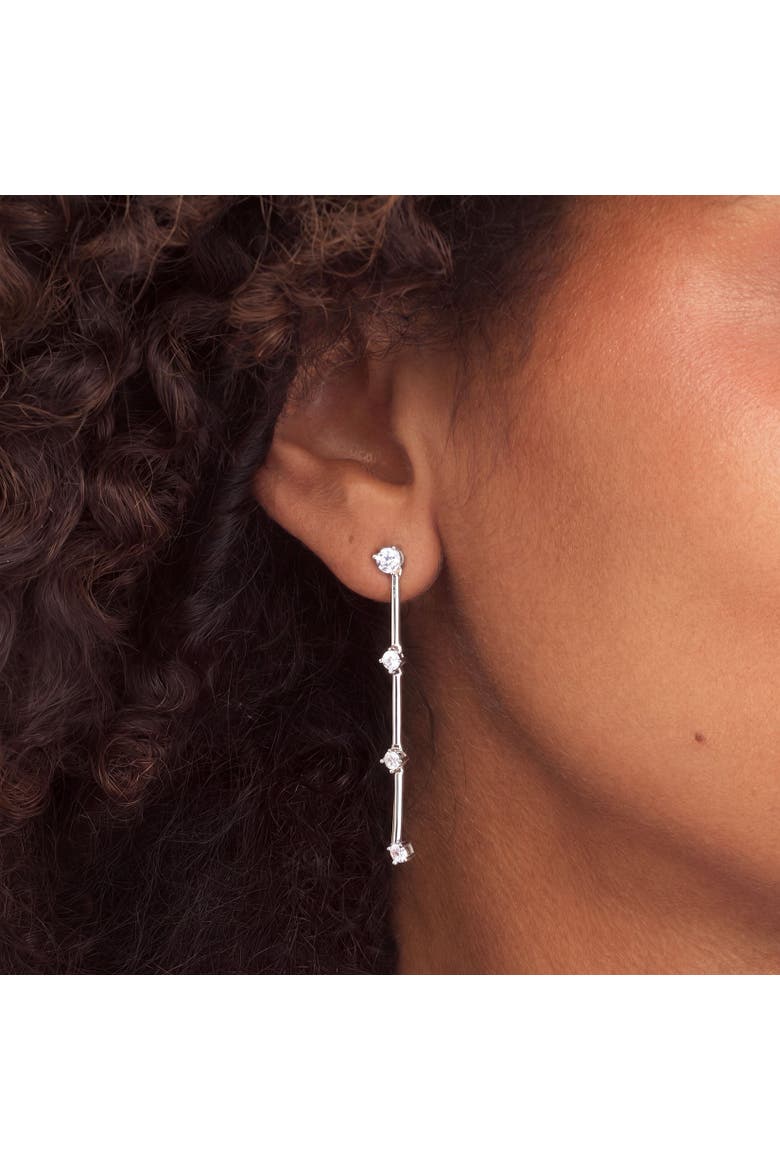 CZ Station Drop Dangle Earrings, Alternate, color, Sterling Silver