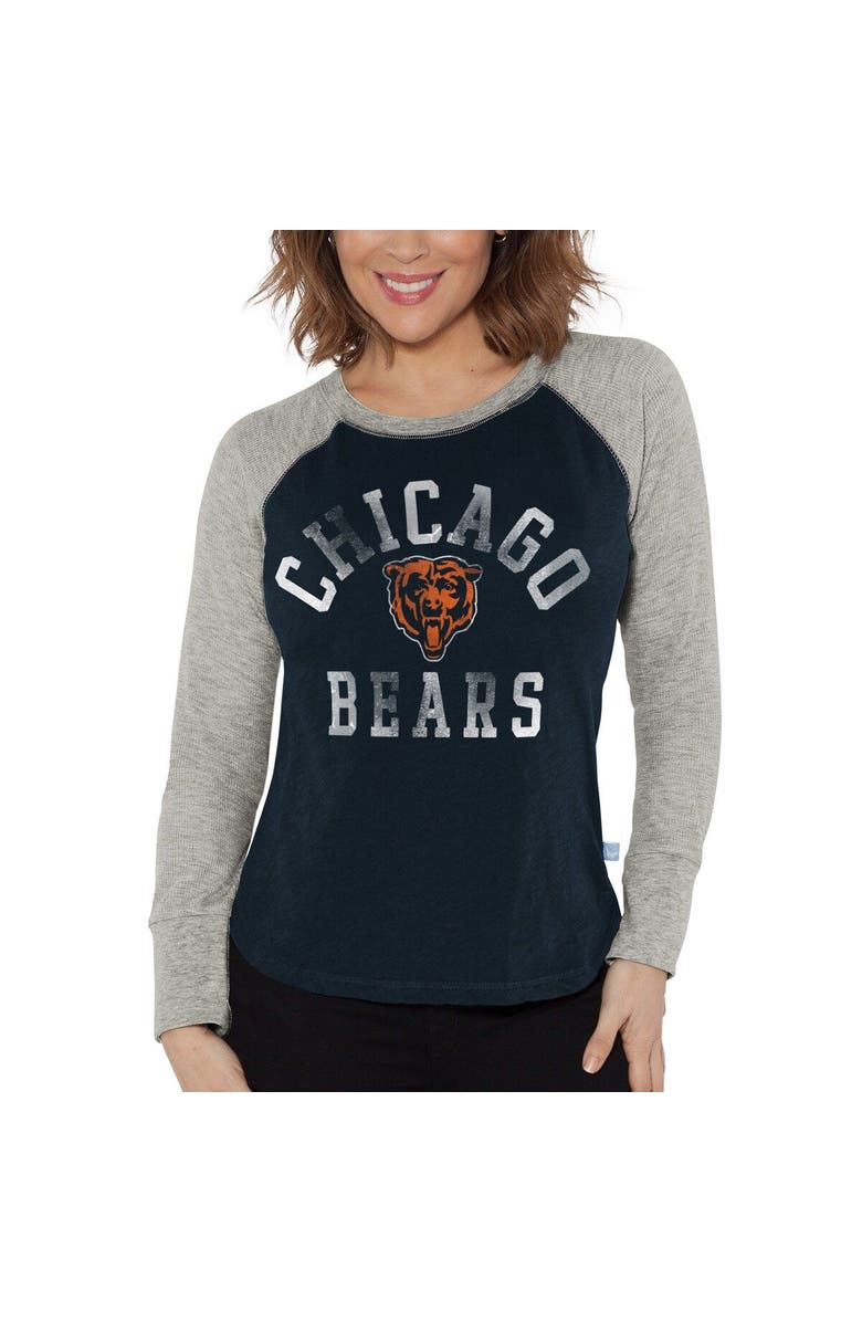 G-III 4HER BY CARL BANKS Women's G-III 4Her by Carl Banks Navy/Heather Gray Chicago Bears Waffle Knit Raglan Long Sleeve T-Shirt, Main, color, Navy