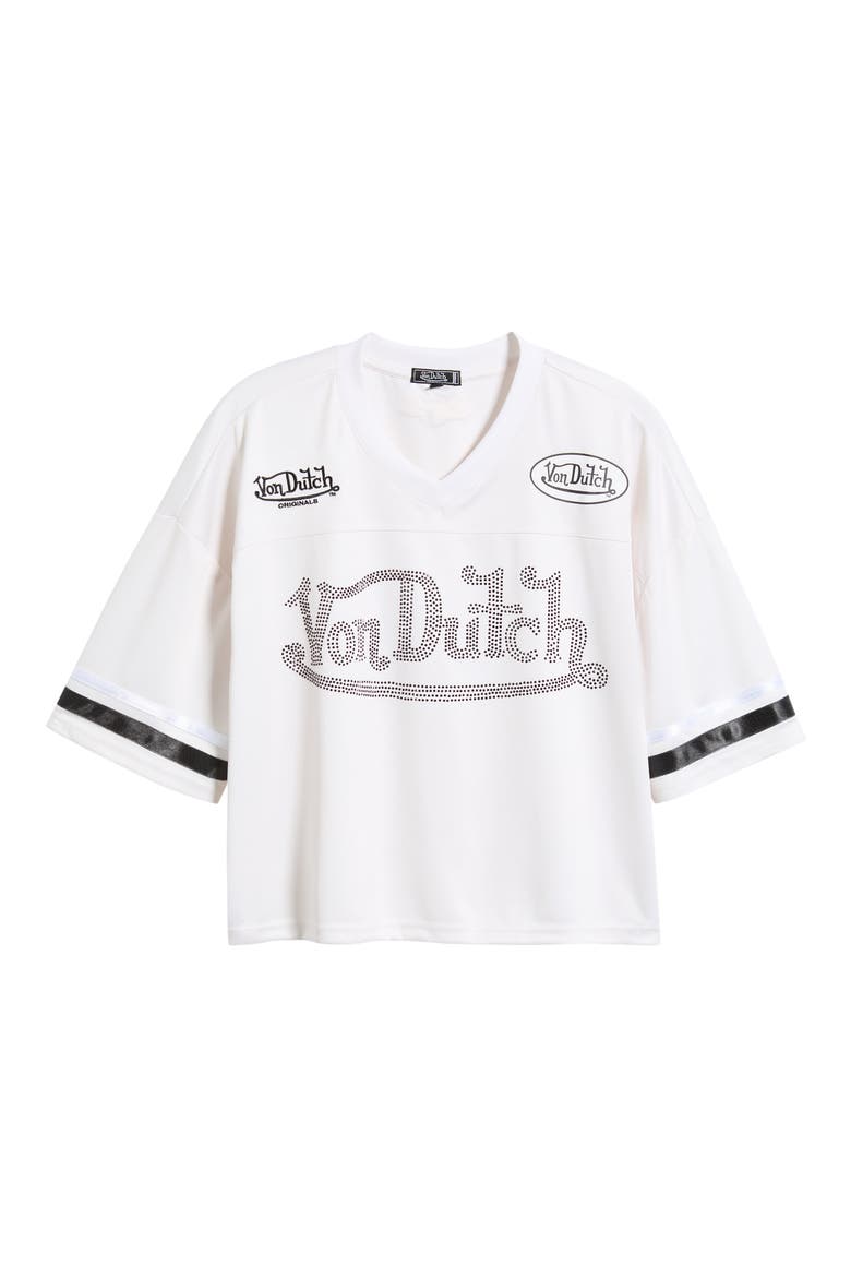 Cropped Mesh Football Jersey, Alternate, color, GARDENIA