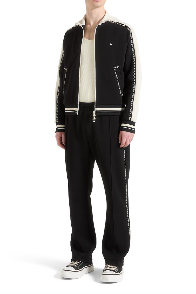 Tristan Contrast Whipstitch Raglan Track Jacket, Main, color, Black