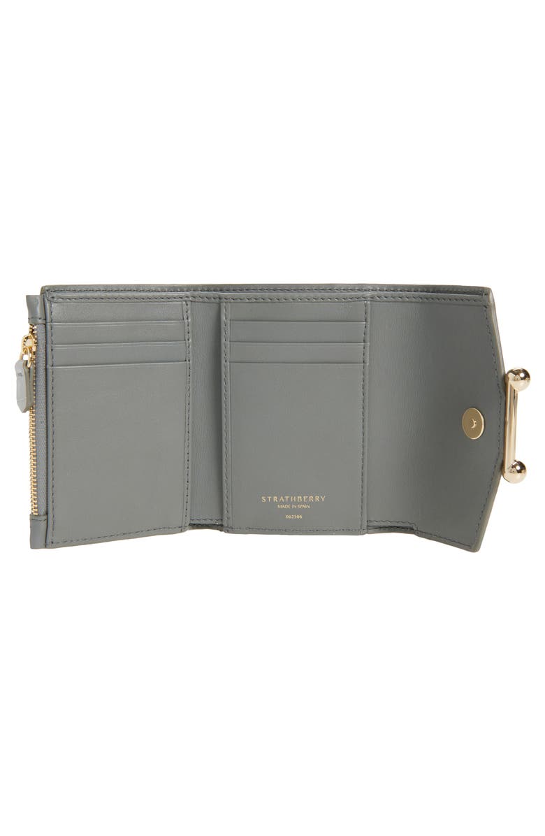 Strathberry Mosaic Croc Embossed Calfskin Trifold Wallet, Alternate, color, Stone Grey