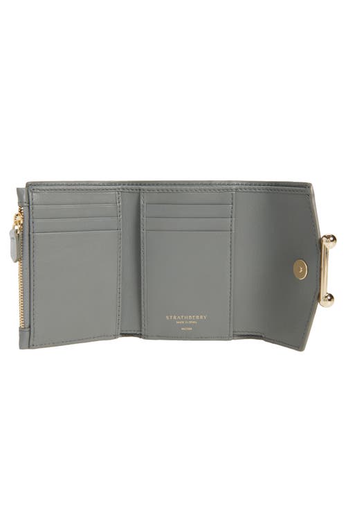 Strathberry Mosaic Croc Embossed Calfskin Trifold Wallet In Gray