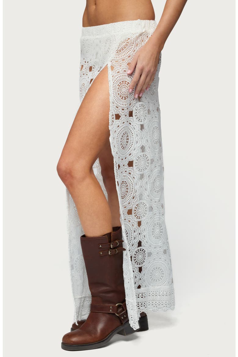 Milana Sheer Lace Maxi Skirt, Alternate, color, WHITE